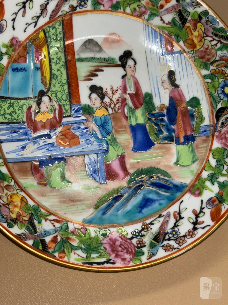 清中期 广彩人物故事图杯碟 - 图11